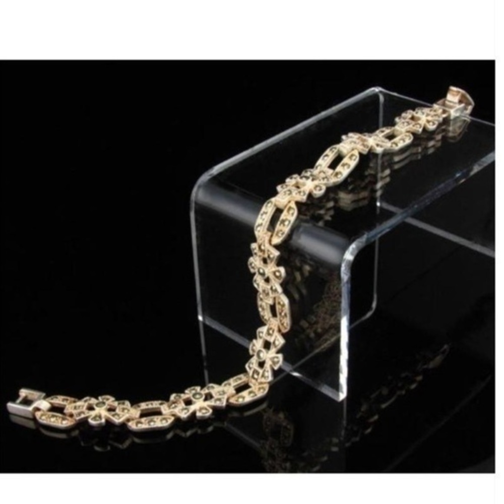 Sterling silver marcasite link 7.75” bracelet